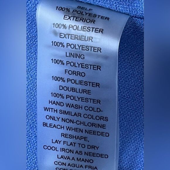 Vince Camuto Sleeveless Blue Abstract Print Zip Back Lined Mini Dress. 8. - Picture 8 of 8